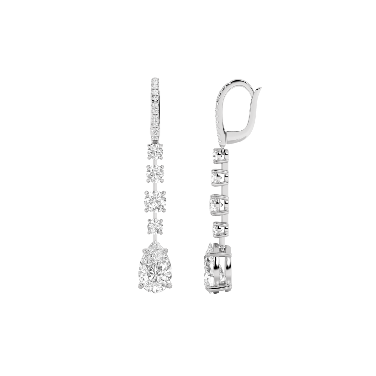 4.5 ct tw IGI Certified Pear Lab-Grown Diamond Dangle Earrings in 14K Solid Gold - White