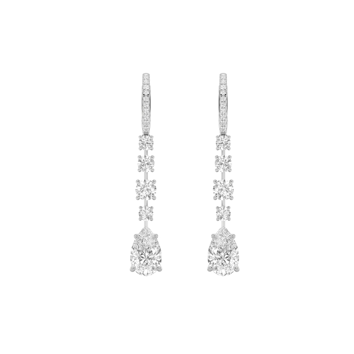 4.5 ct tw IGI Certified Pear Lab-Grown Diamond Dangle Earrings in 14K Solid Gold - White
