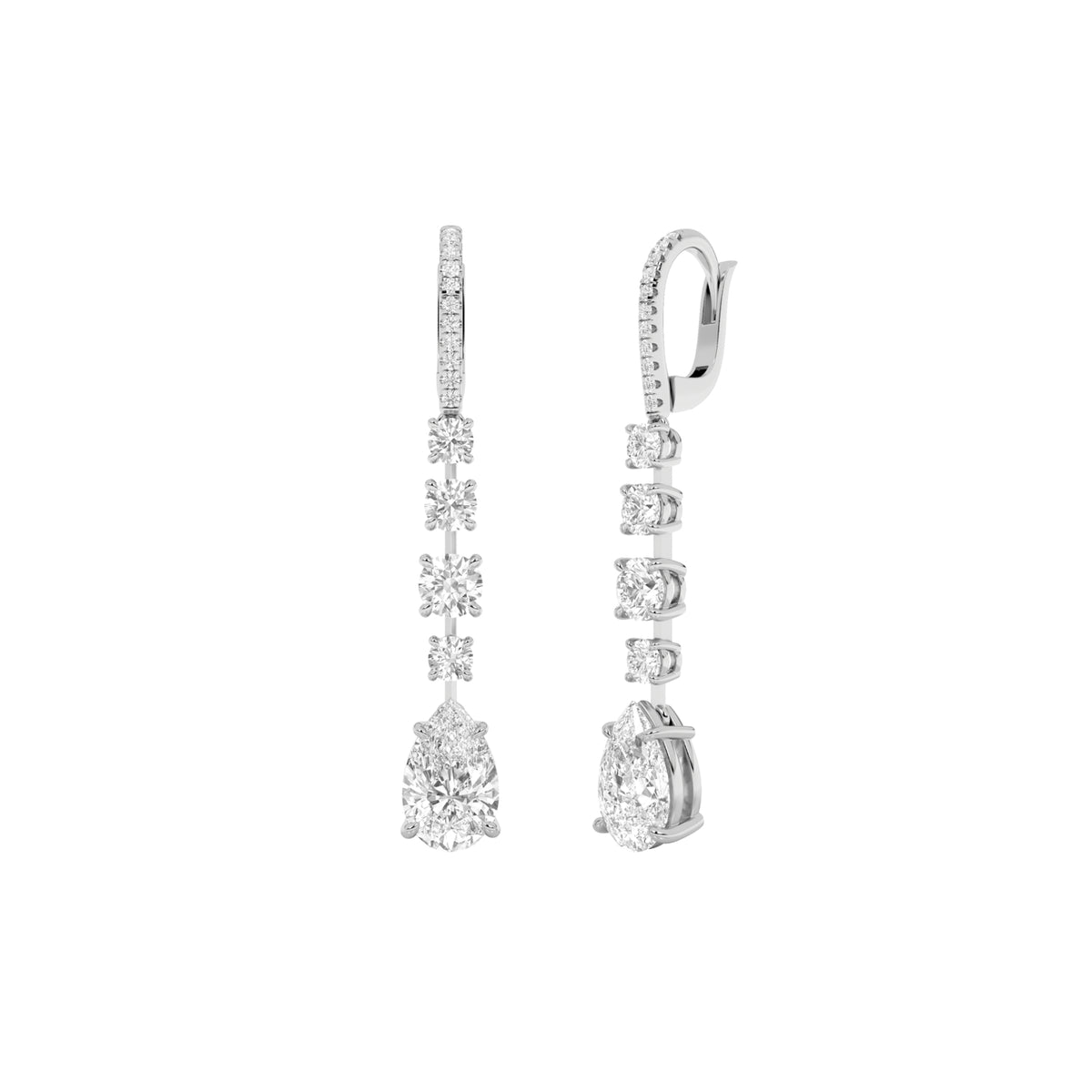 4.5 ct tw IGI Certified Pear Lab-Grown Diamond Dangle Earrings in 14K Solid Gold - White