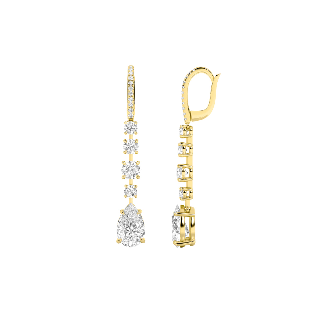 4.5 ct tw IGI Certified Pear Lab-Grown Diamond Dangle Earrings in 14K Solid Gold - Yellow