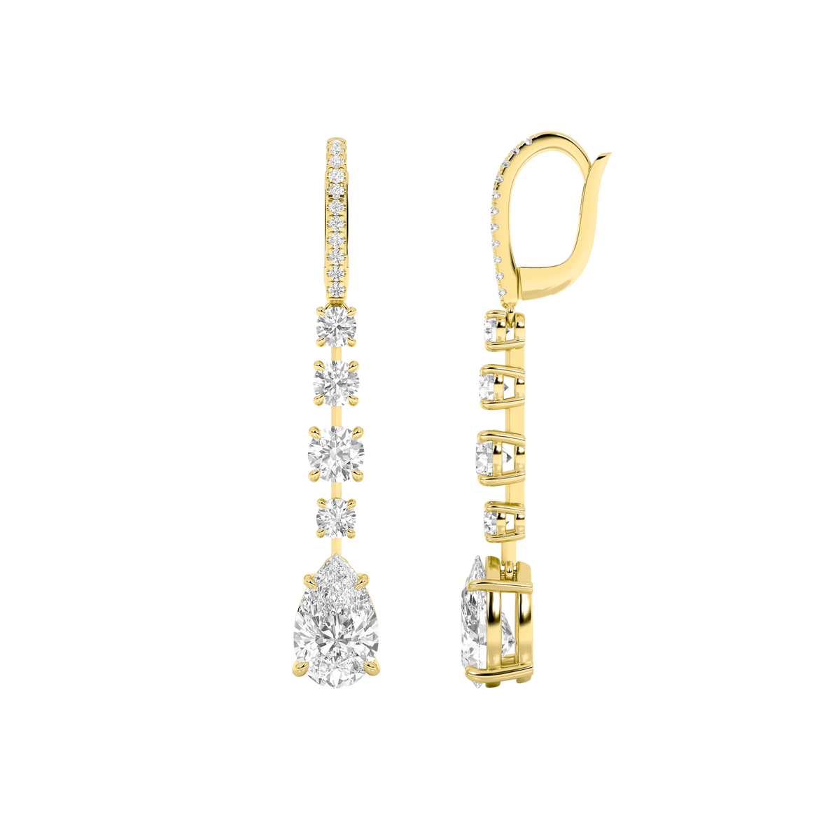 4.5 ct tw IGI Certified Pear Lab-Grown Diamond Dangle Earrings in 14K Solid Gold - Yellow