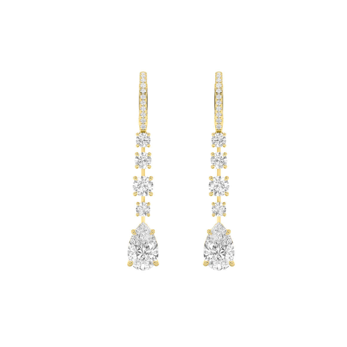 4.5 ct tw IGI Certified Pear Lab-Grown Diamond Dangle Earrings in 14K Solid Gold - Yellow