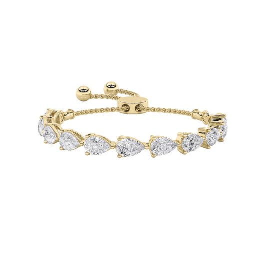 3.5 ct tw IGI Certified Pear Lab-Grown Diamond Bolo Bracelet in 14K Solid Gold - Yellow