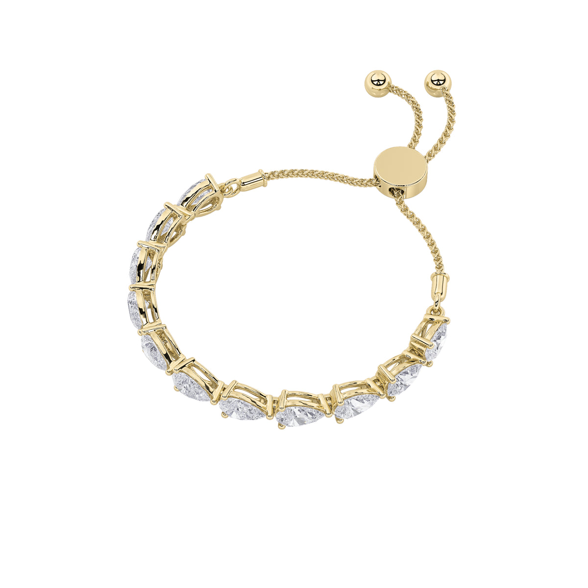 3.5 ct tw IGI Certified Pear Lab-Grown Diamond Bolo Bracelet in 14K Solid Gold - Yellow