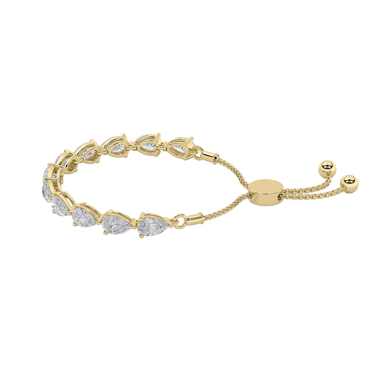 3.5 ct tw IGI Certified Pear Lab-Grown Diamond Bolo Bracelet in 14K Solid Gold - Yellow