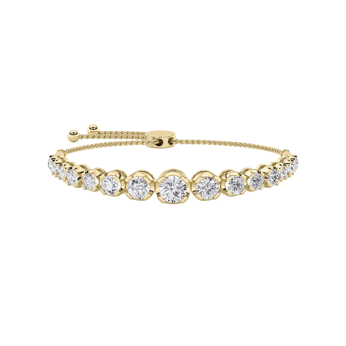 3.5 ct tw IGI Certified Round Lab-Grown Diamond Bolo Bracelet in 14K Solid Gold - Yellow