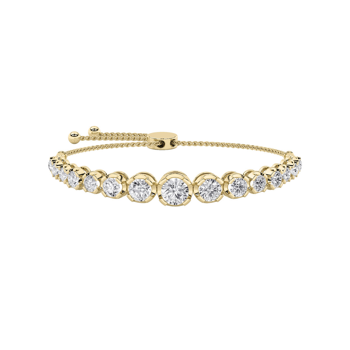 3.5 ct tw IGI Certified Round Lab-Grown Diamond Bolo Bracelet in 14K Solid Gold - Yellow