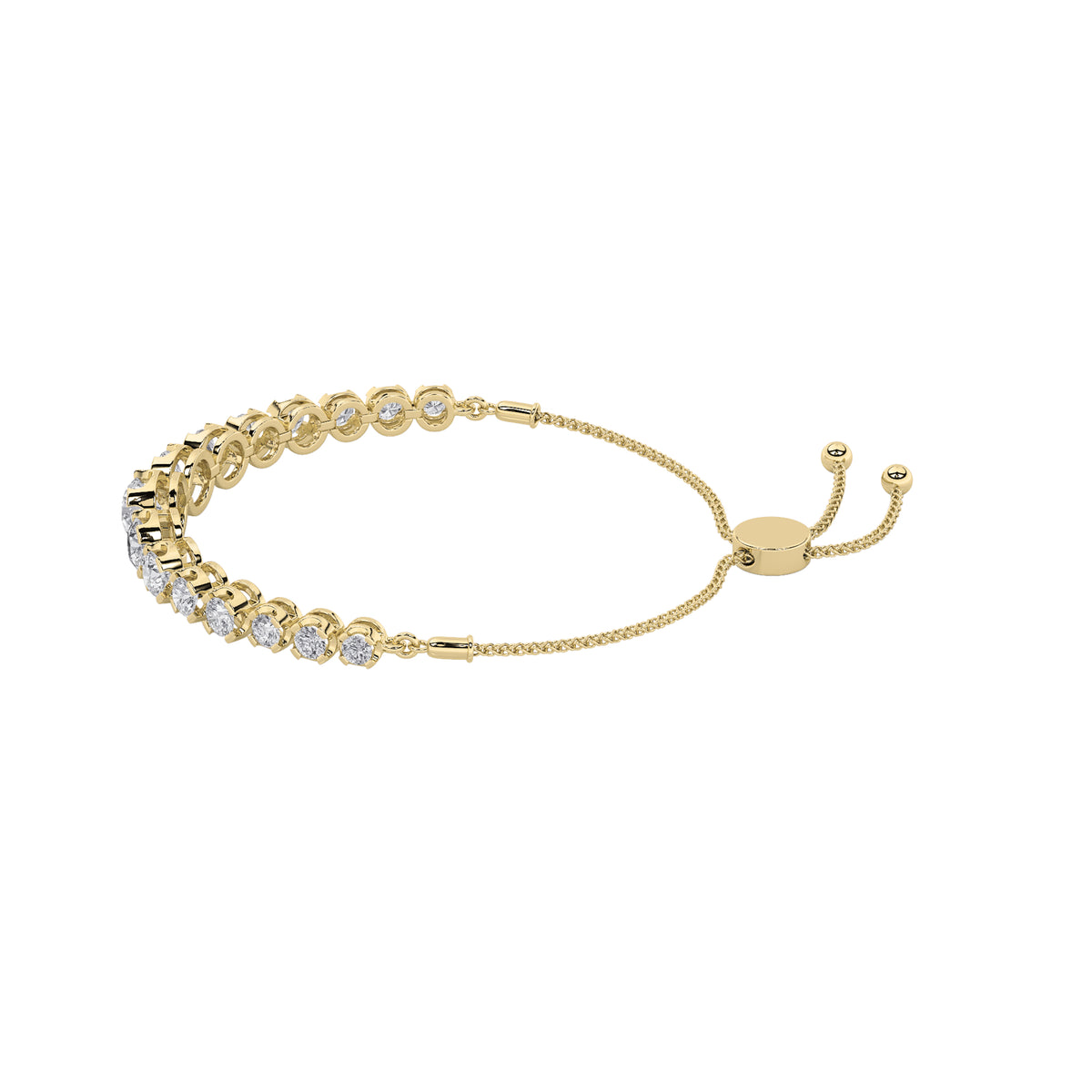 3.5 ct tw IGI Certified Round Lab-Grown Diamond Bolo Bracelet in 14K Solid Gold - Yellow