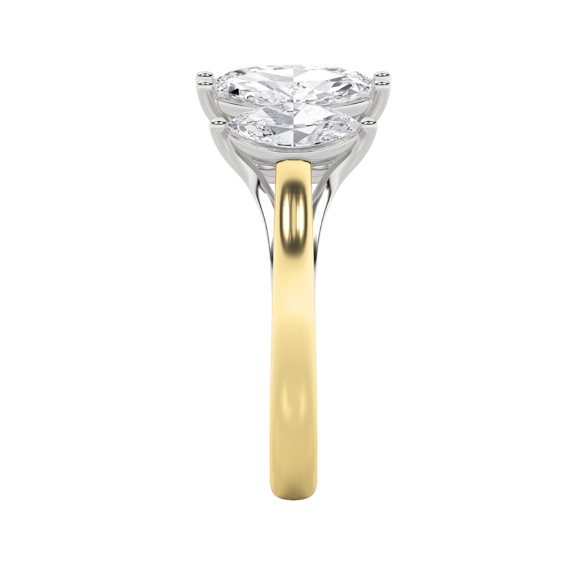2.5 ct tw IGI Certified Marquise Lab-Grown Diamond Five Stone Ring in 14K Solid Gold - Yellow/White