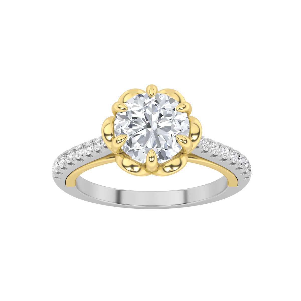 1.5 ct tw IGI Certified Round Lab-Grown Diamond Solitaire Engagement Ring in 14K Solid Gold - White/Yellow