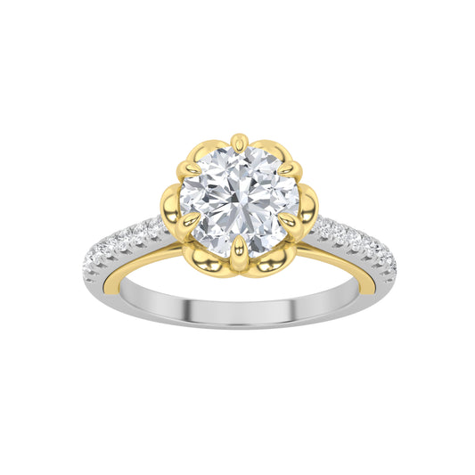 1.5 ct tw IGI Certified Round Lab-Grown Diamond Solitaire Engagement Ring in 14K Solid Gold - White/Yellow