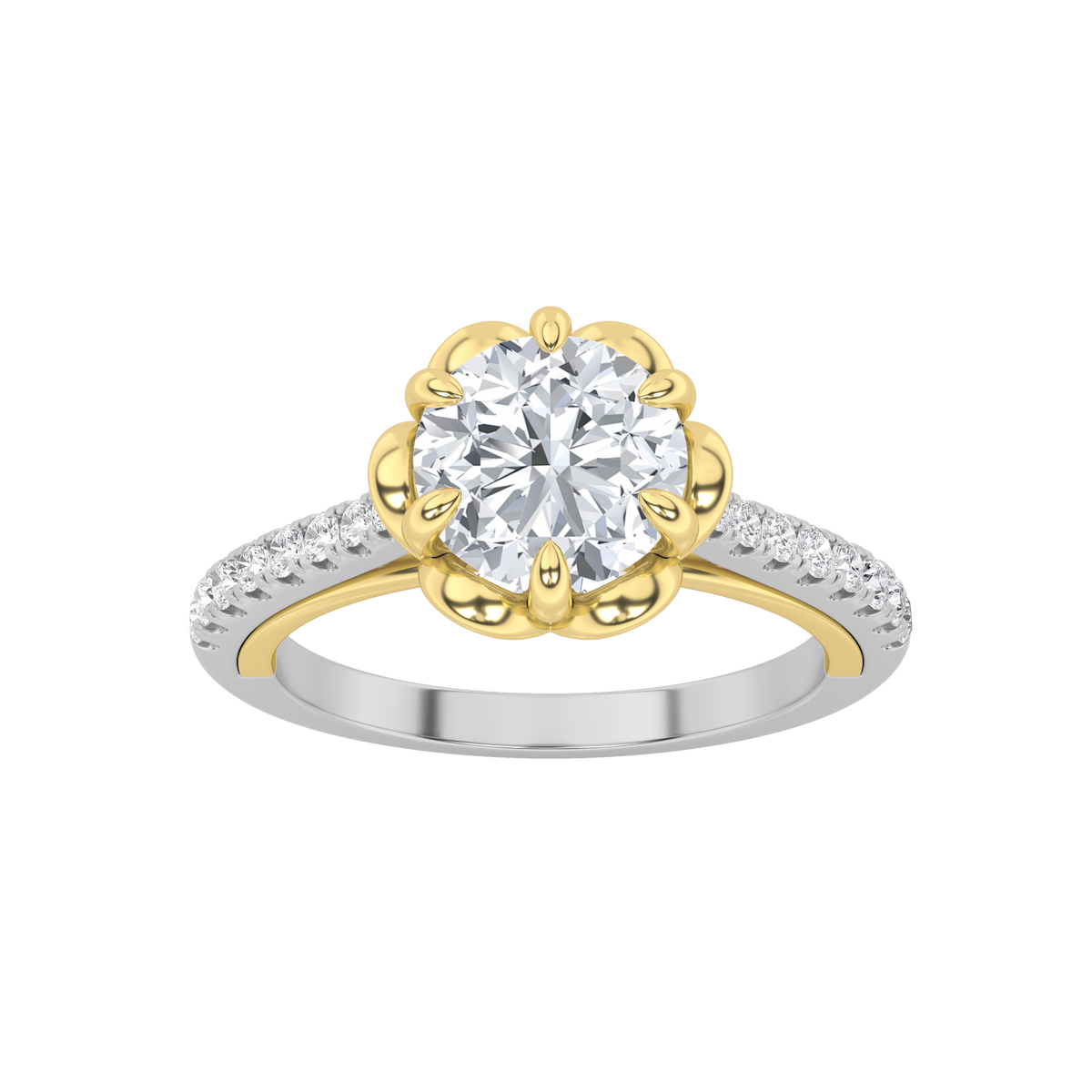 1.5 ct tw IGI Certified Round Lab-Grown Diamond Solitaire Engagement Ring in 14K Solid Gold - White/Yellow