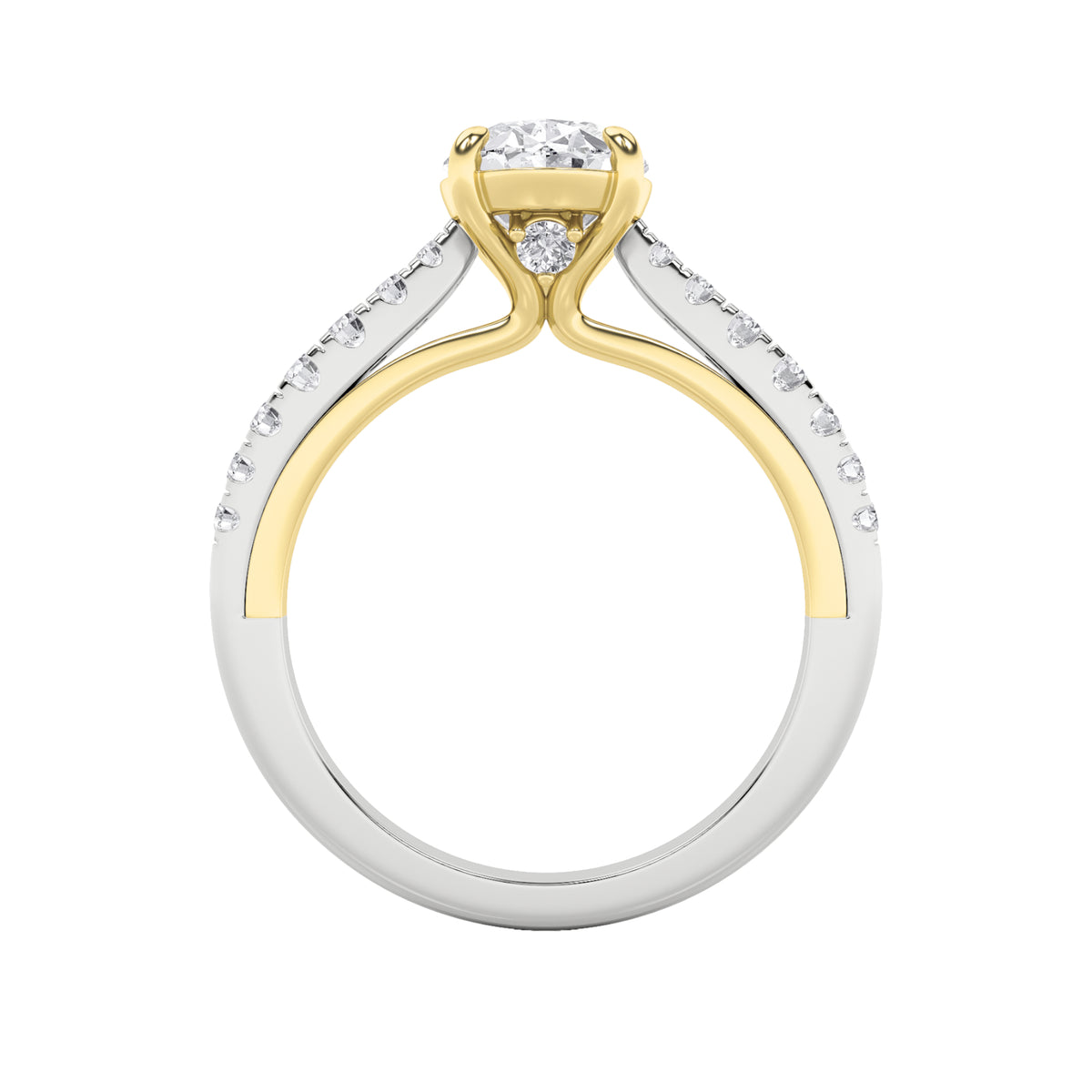 2 ct tw IGI Certified Oval Lab-Grown Diamond Solitaire Engagement Ring in 14K Solid Gold - White/Yellow