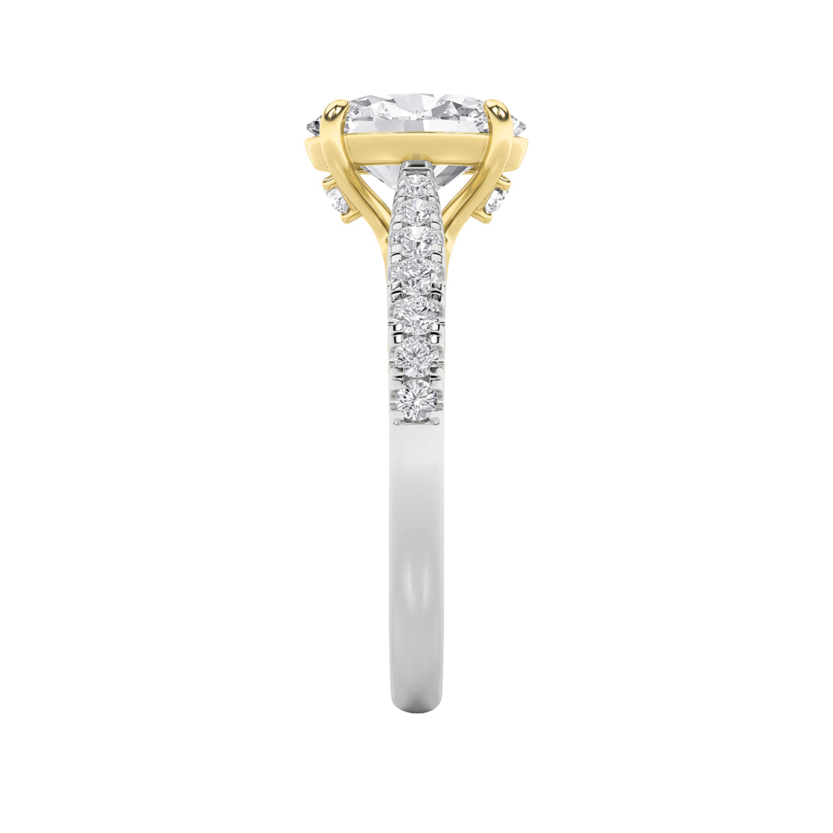 2 ct tw IGI Certified Oval Lab-Grown Diamond Solitaire Engagement Ring in 14K Solid Gold - White/Yellow
