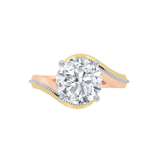 2 ct tw IGI Certified Round Lab-Grown Diamond Solitaire Engagement Ring in 14K Solid Gold - Tri-Color