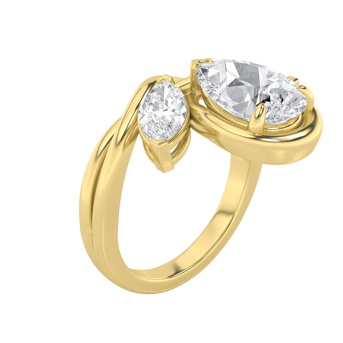 3 ct tw IGI Certified Pear Lab-Grown Diamond Knot Ring in 14K Solid Gold - Yellow