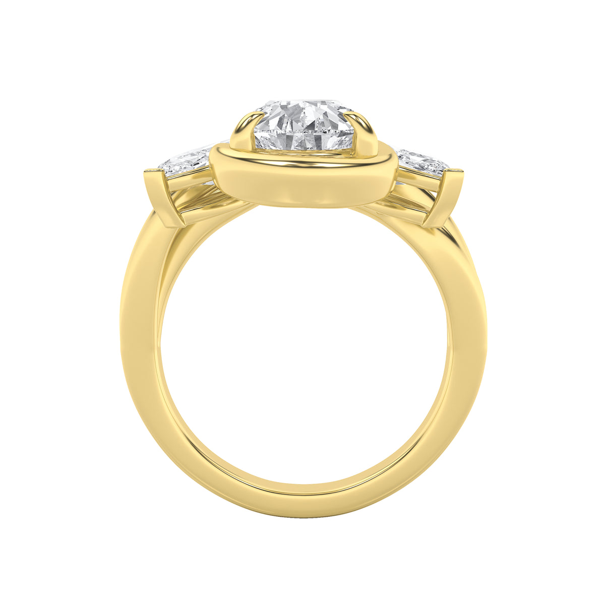 3 ct tw IGI Certified Pear Lab-Grown Diamond Knot Ring in 14K Solid Gold - Yellow