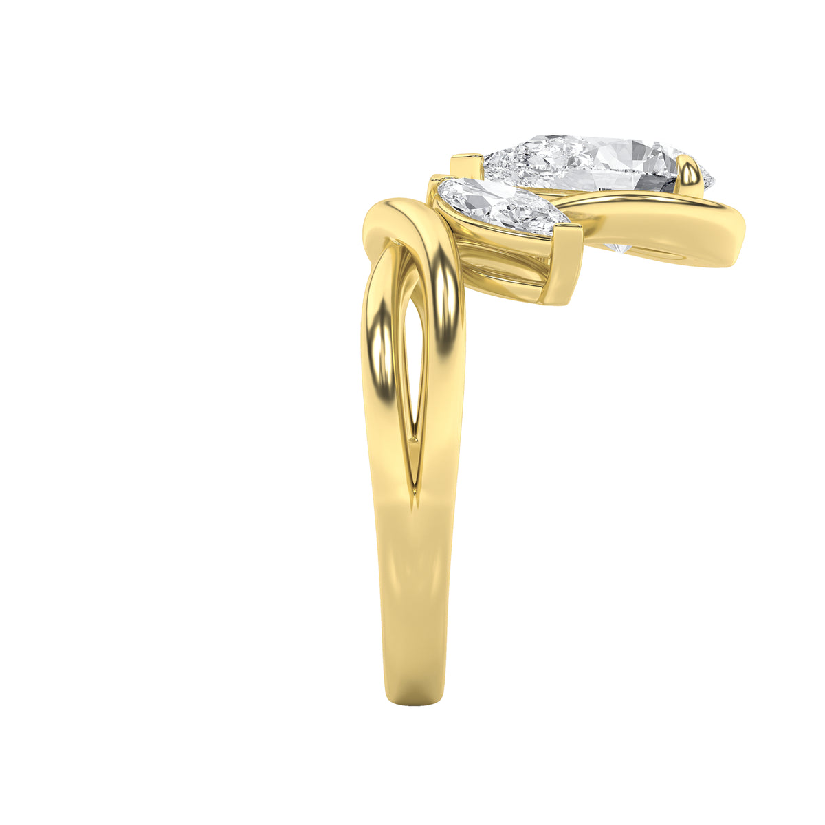 3 ct tw IGI Certified Pear Lab-Grown Diamond Knot Ring in 14K Solid Gold - Yellow