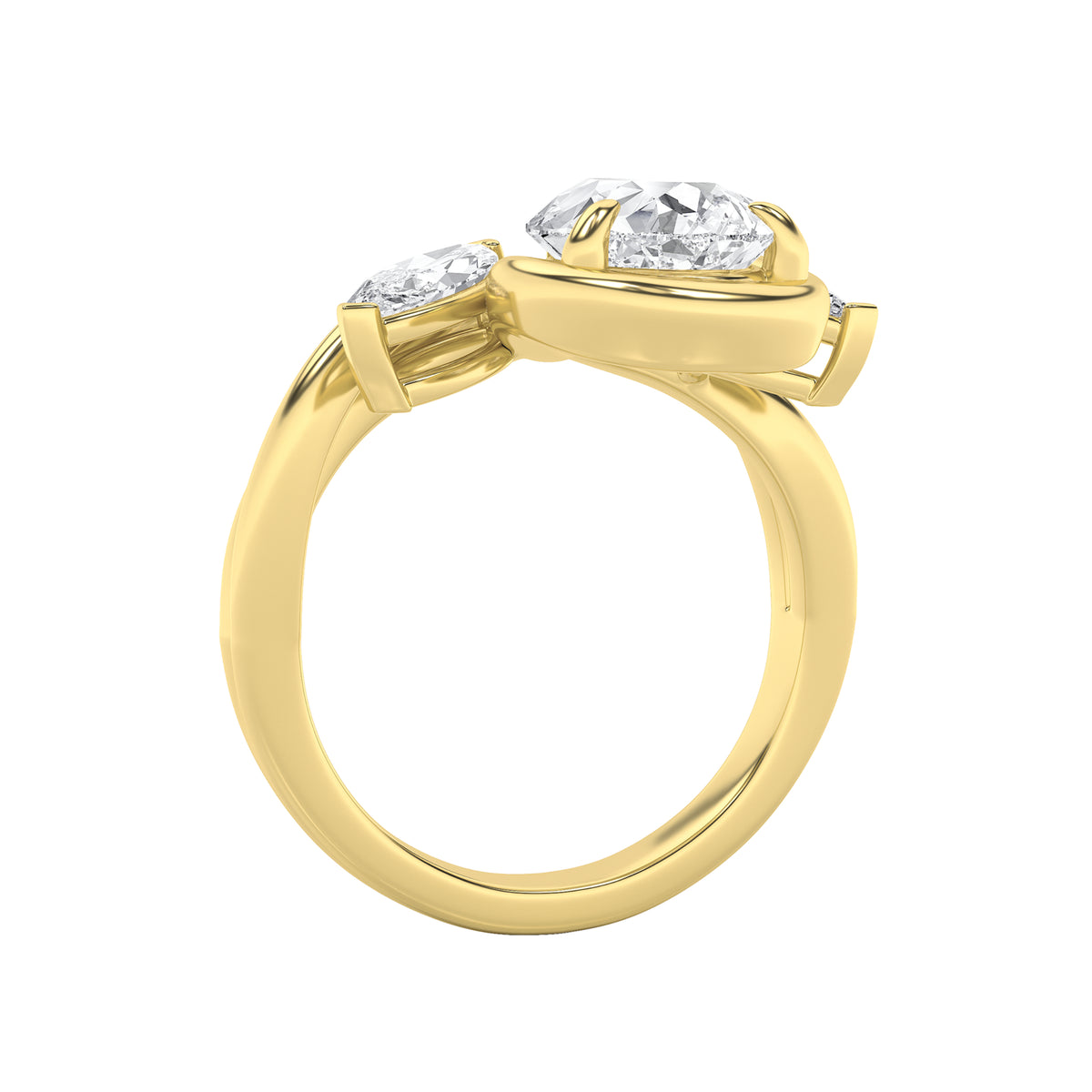 3 ct tw IGI Certified Pear Lab-Grown Diamond Knot Ring in 14K Solid Gold - Yellow