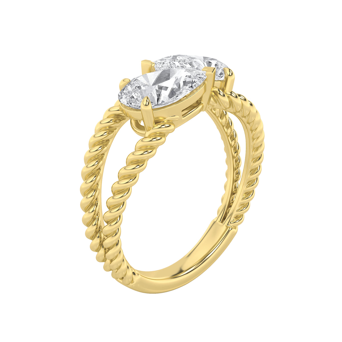 2 ct tw IGI Certified Pear Lab-Grown Diamond Toi Et Moi Fashion Ring in 14K Solid Gold - Yellow