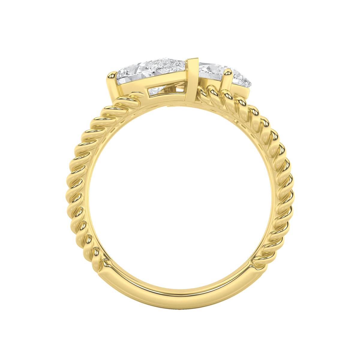 2 ct tw IGI Certified Pear Lab-Grown Diamond Toi Et Moi Fashion Ring in 14K Solid Gold - Yellow