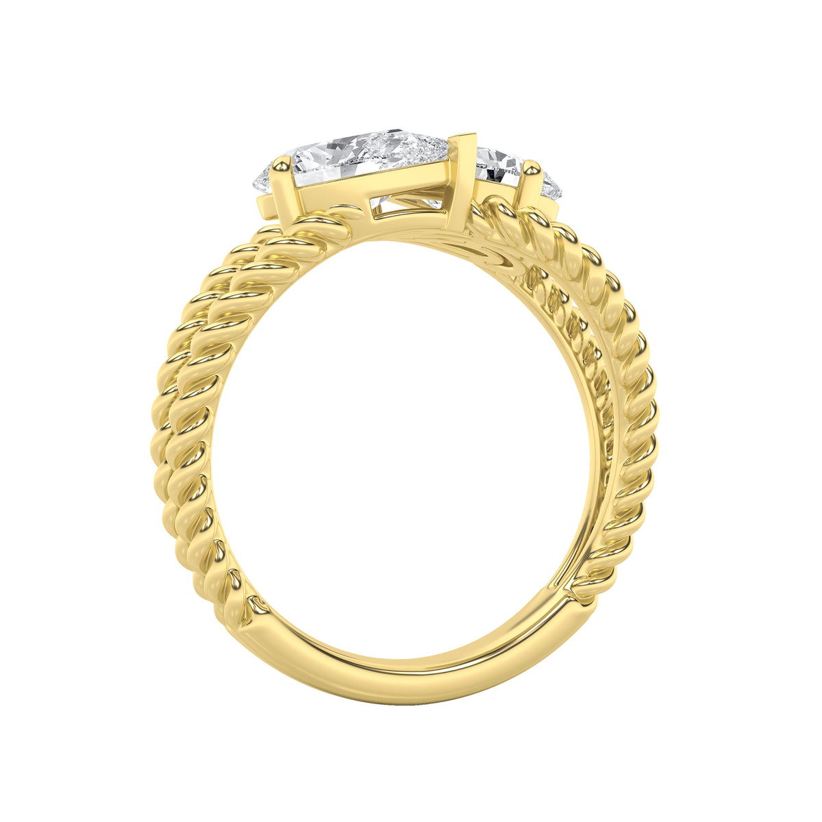 2 ct tw IGI Certified Pear Lab-Grown Diamond Toi Et Moi Fashion Ring in 14K Solid Gold - Yellow