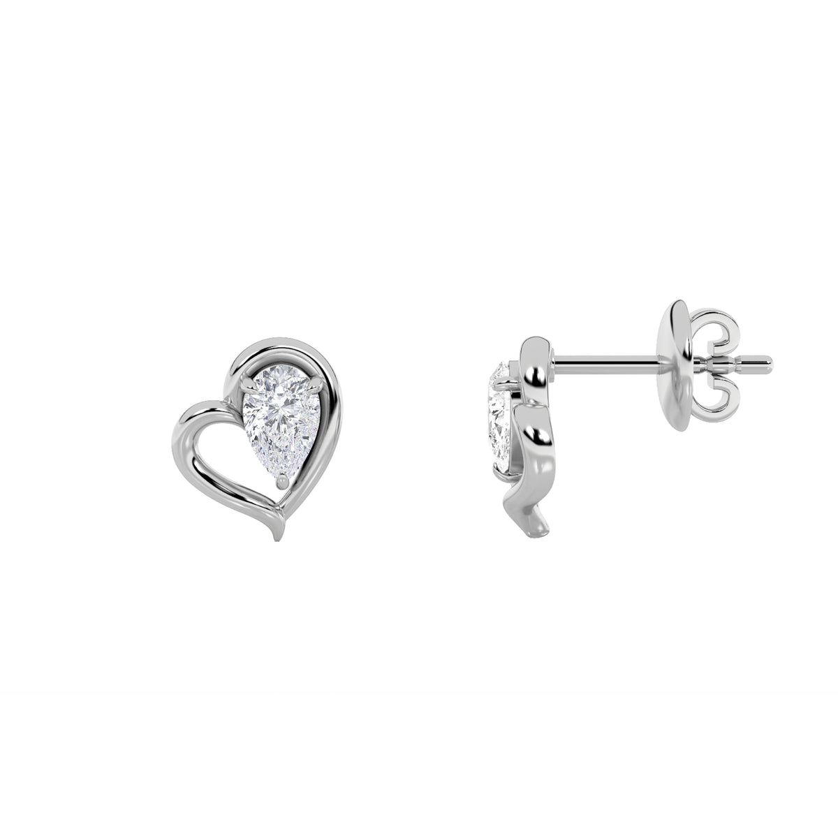 0.5 ct tw IGI Certified Pear Lab-Grown Diamond Heart Earrings in 14K Solid Gold - White
