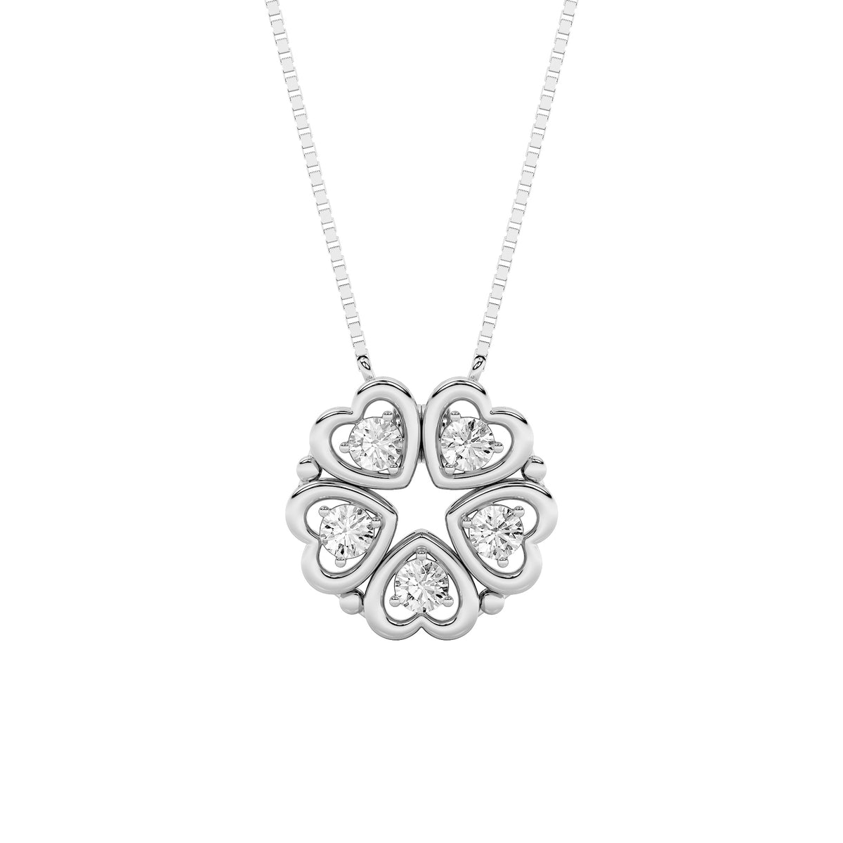 1 ct tw IGI Certified Round Lab-Grown Diamond Heart Necklace in 14K Solid Gold - White