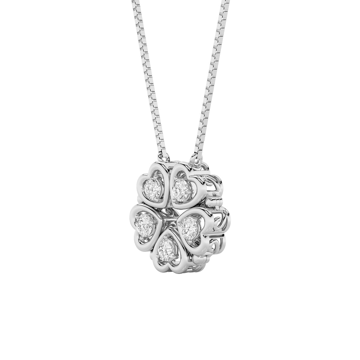 1 ct tw IGI Certified Round Lab-Grown Diamond Heart Necklace in 14K Solid Gold - White