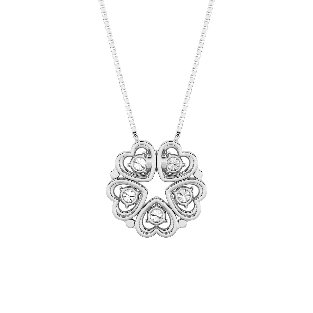 1 ct tw IGI Certified Round Lab-Grown Diamond Heart Necklace in 14K Solid Gold - White