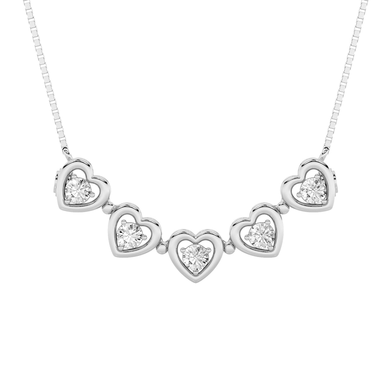1 ct tw IGI Certified Round Lab-Grown Diamond Heart Necklace in 14K Solid Gold - White