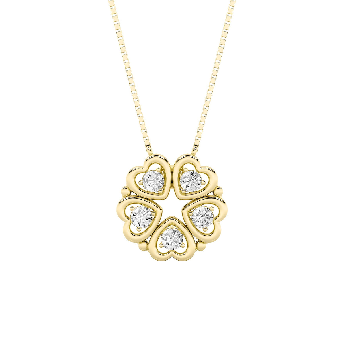 1 ct tw IGI Certified Round Lab-Grown Diamond Heart Necklace in 14K Solid Gold - Yellow