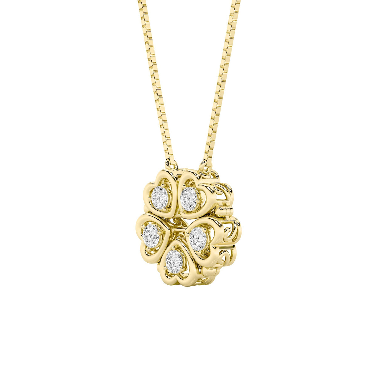 1 ct tw IGI Certified Round Lab-Grown Diamond Heart Necklace in 14K Solid Gold - Yellow