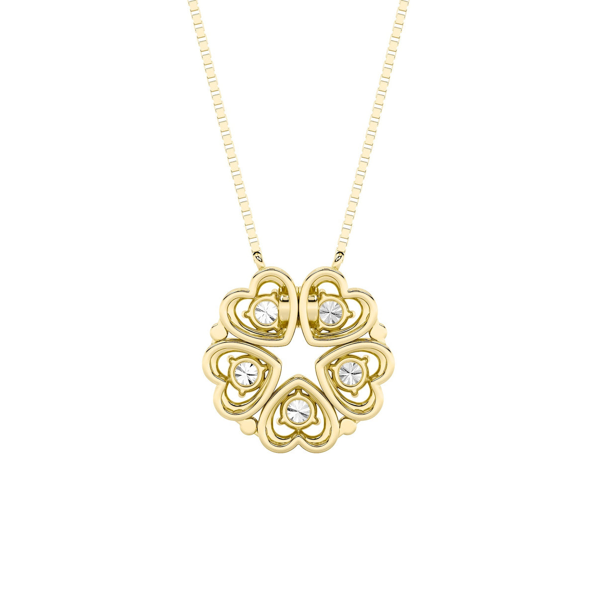 1 ct tw IGI Certified Round Lab-Grown Diamond Heart Necklace in 14K Solid Gold - Yellow