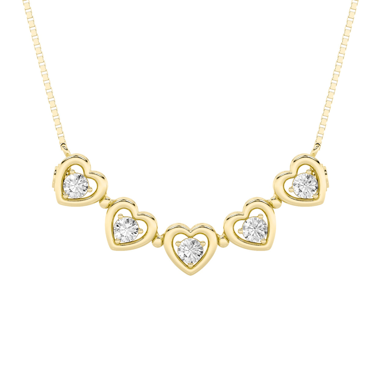 1 ct tw IGI Certified Round Lab-Grown Diamond Heart Necklace in 14K Solid Gold - Yellow