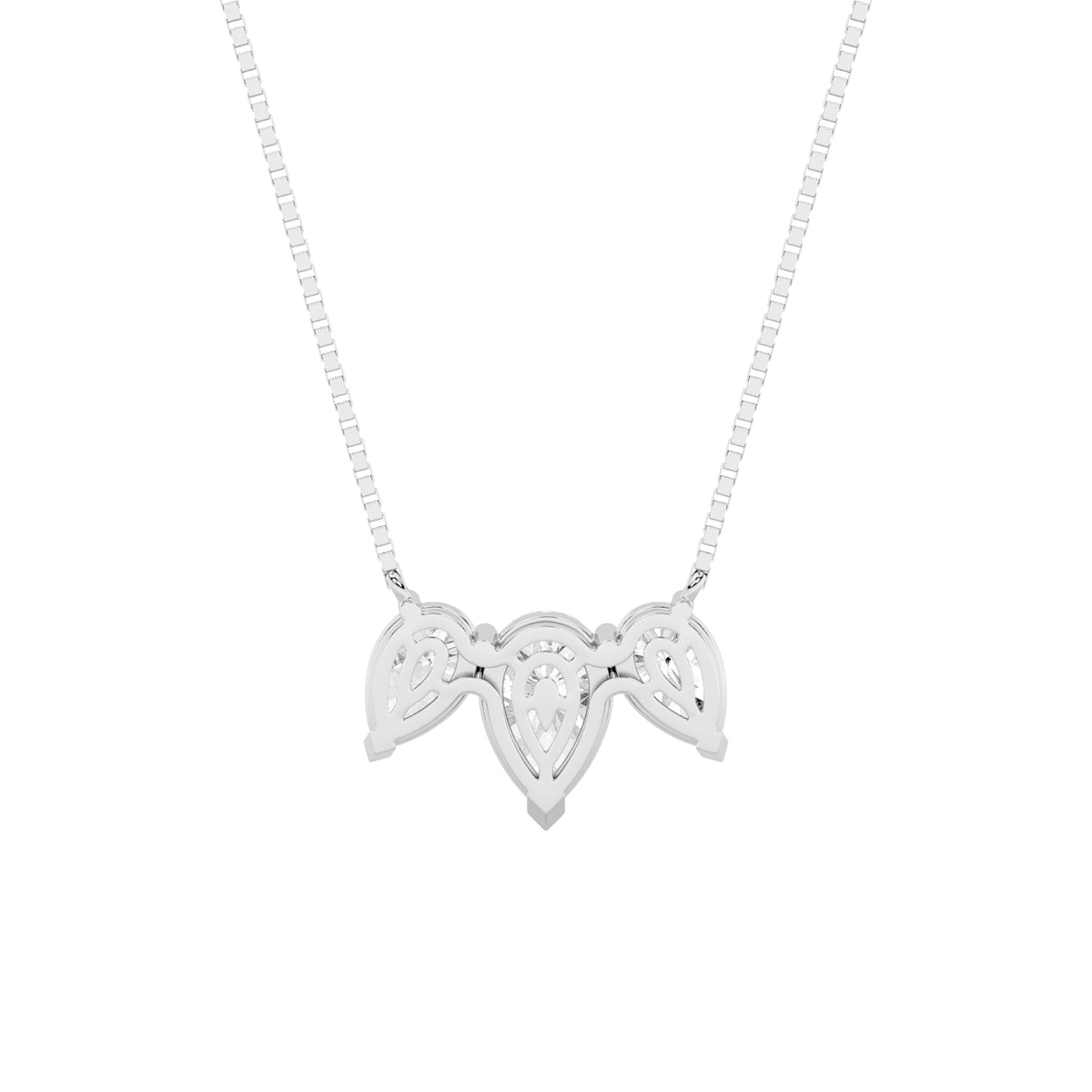 3 ct tw IGI Certified Pear Lab-Grown Diamond Three Stone Necklace in 14K Solid Gold - White