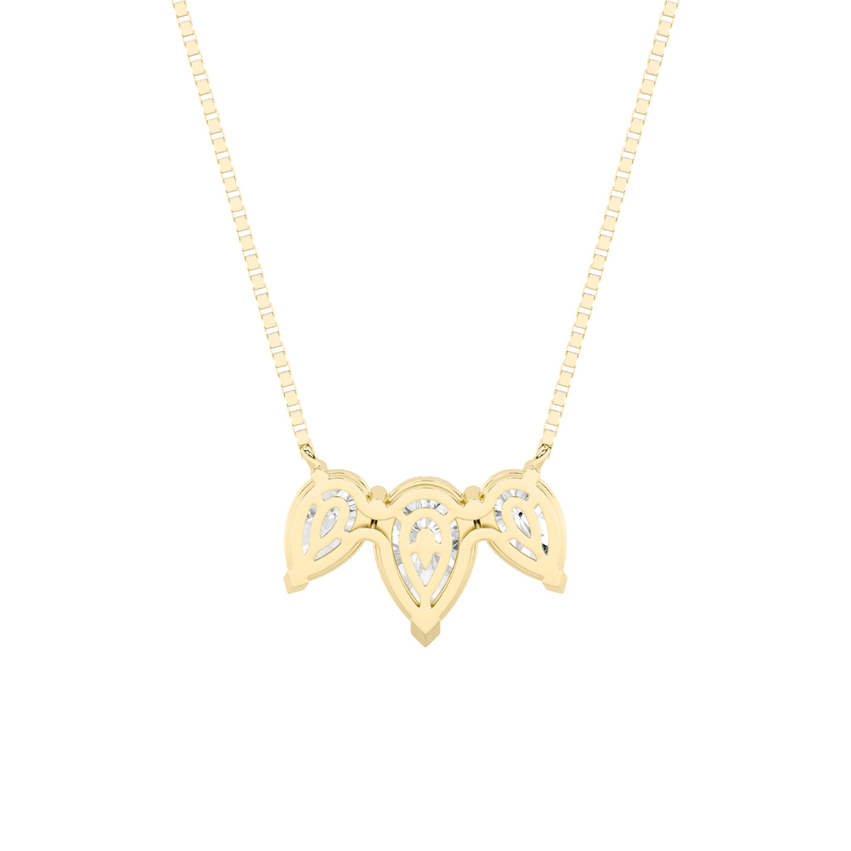 3 ct tw IGI Certified Pear Lab-Grown Diamond Three Stone Necklace in 14K Solid Gold - Yellow