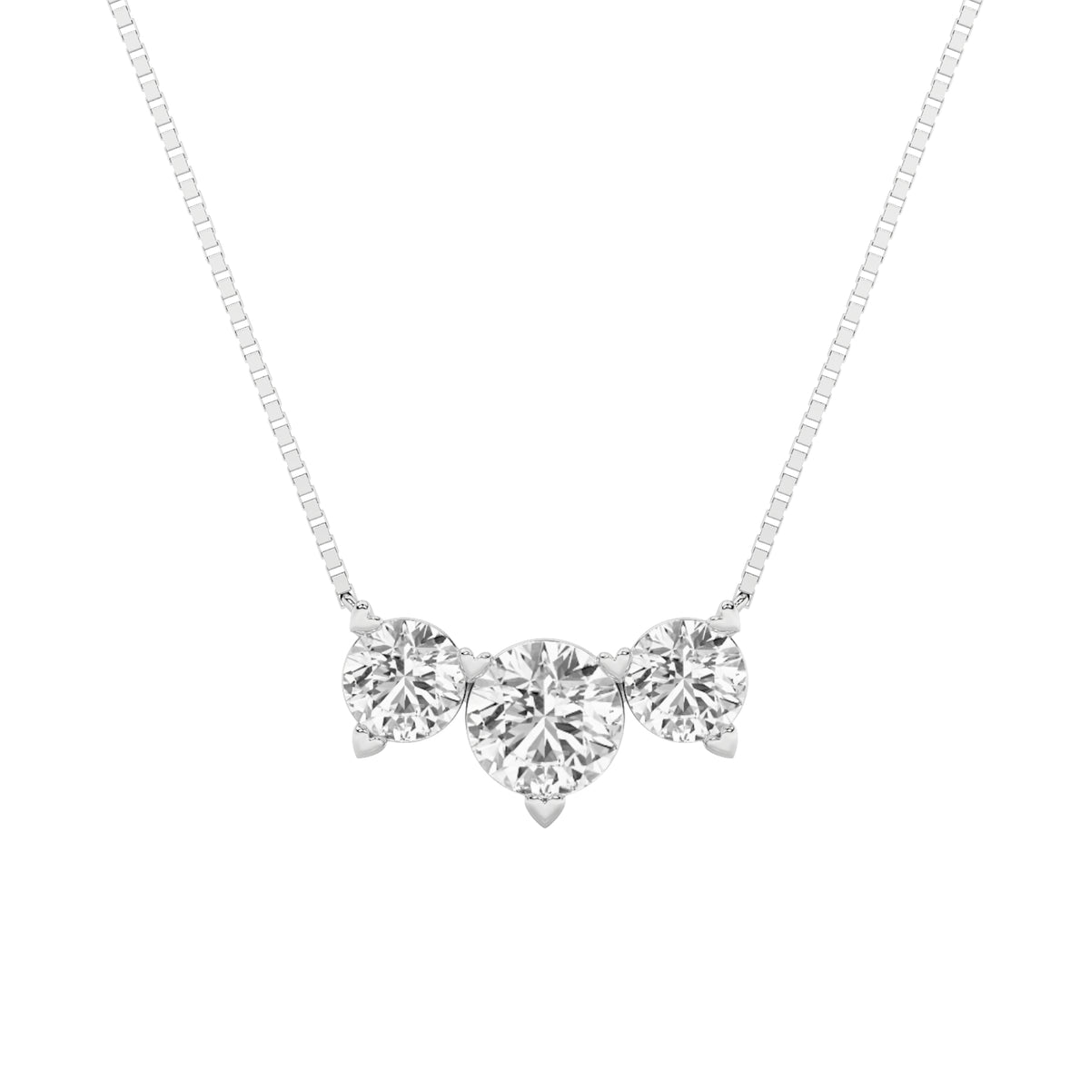 2 ct tw IGI Certified Round Lab-Grown Diamond Three Stone Necklace in 14K Solid Gold - White