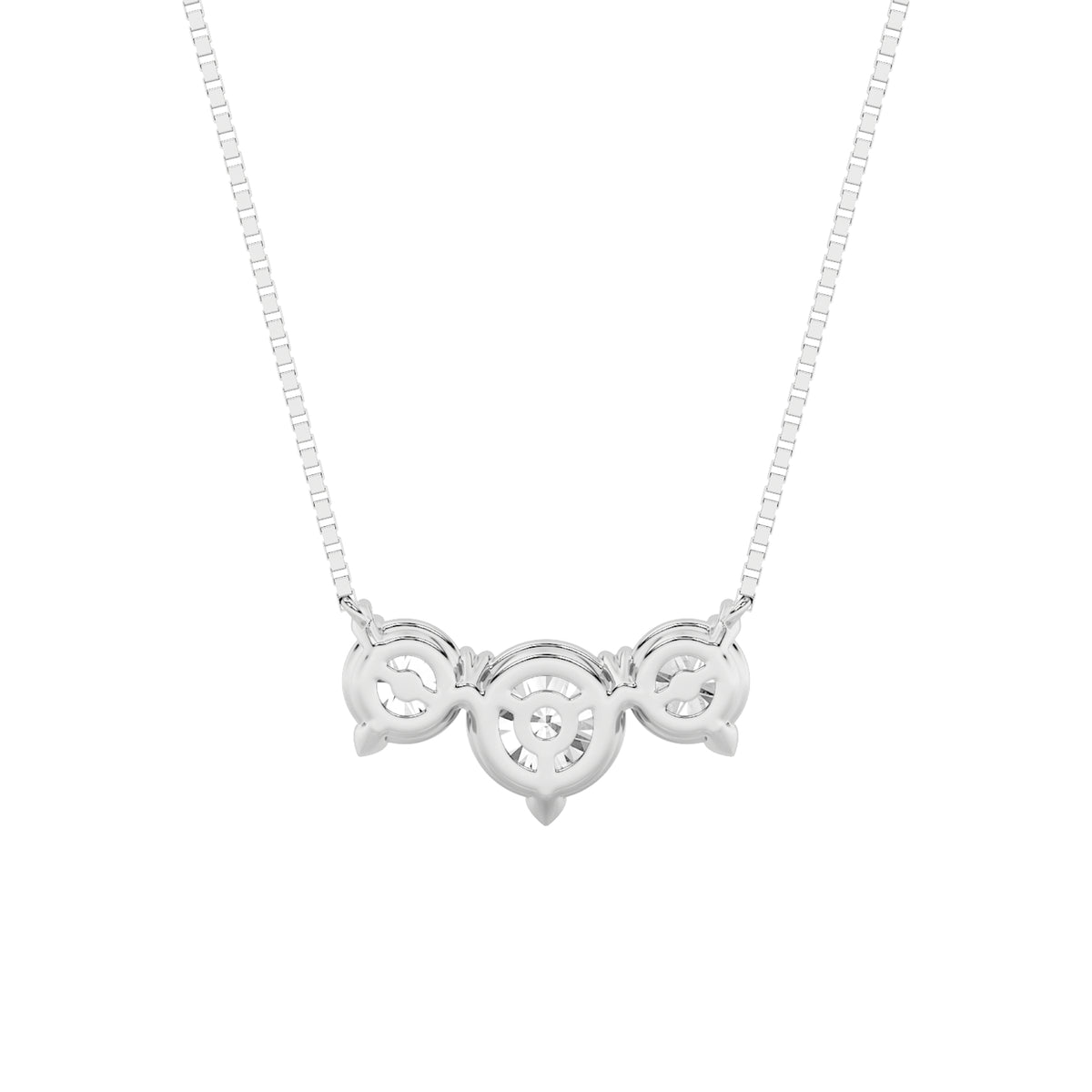 2 ct tw IGI Certified Round Lab-Grown Diamond Three Stone Necklace in 14K Solid Gold - White