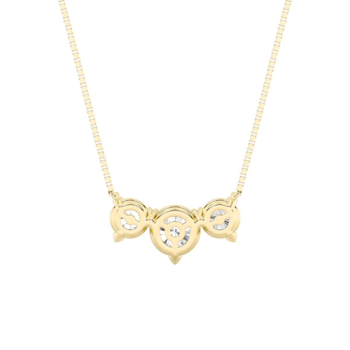 2 ct tw IGI Certified Round Lab-Grown Diamond Three Stone Necklace in 14K Solid Gold - Yellow