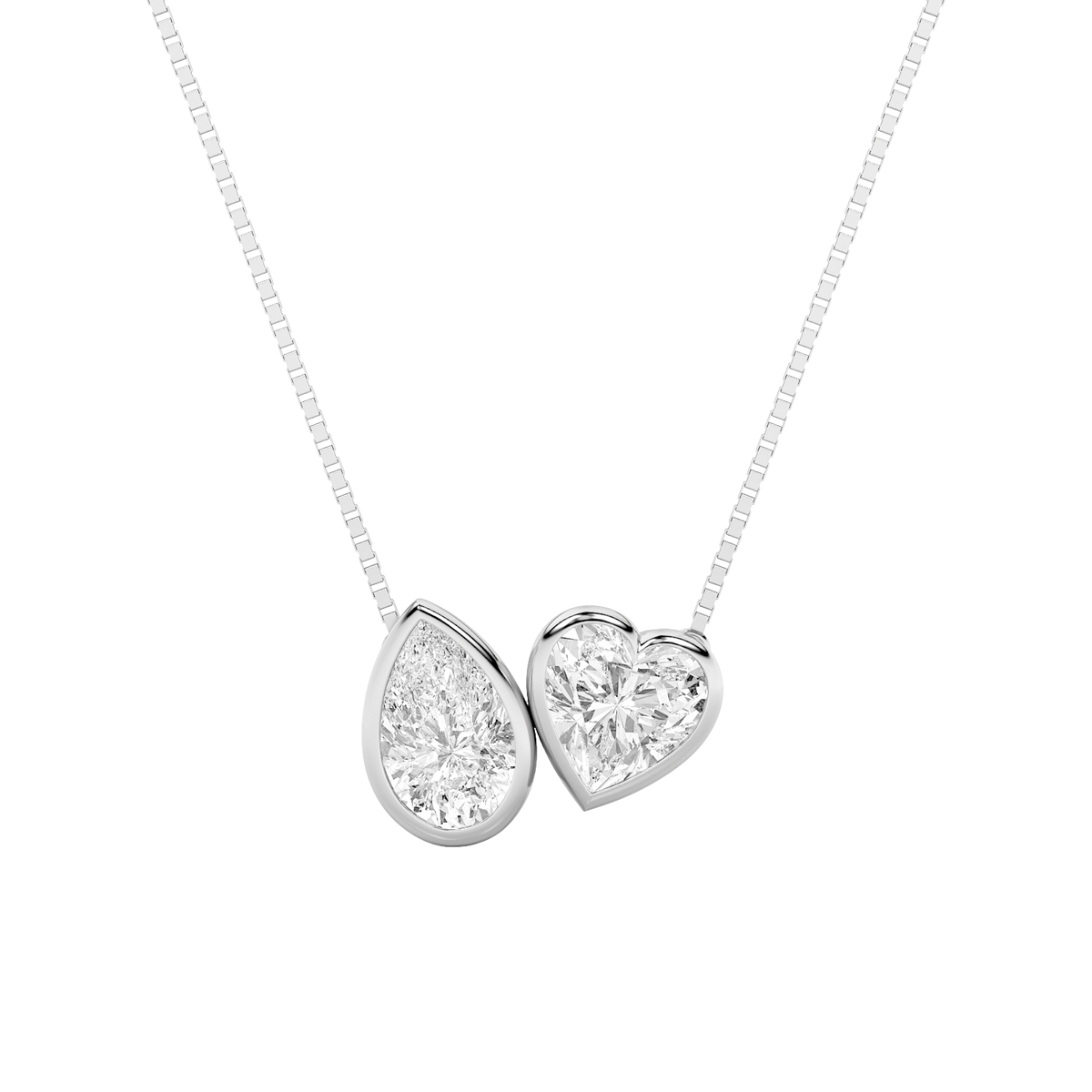 2 ct tw IGI Certified Multi-Shape Lab-Grown Diamond Heart Necklace in 14K Solid Gold - White