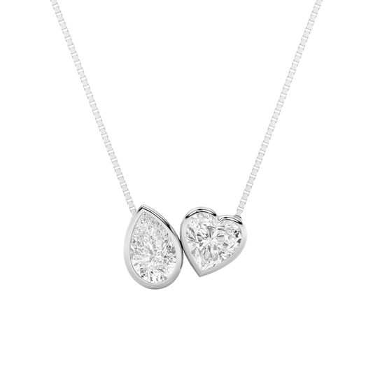 2 ct tw IGI Certified Multi-Shape Lab-Grown Diamond Heart Necklace in 14K Solid Gold - White