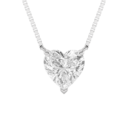 1 ct tw IGI Certified Heart Lab-Grown Diamond Heart Necklace in 14K Solid Gold - White