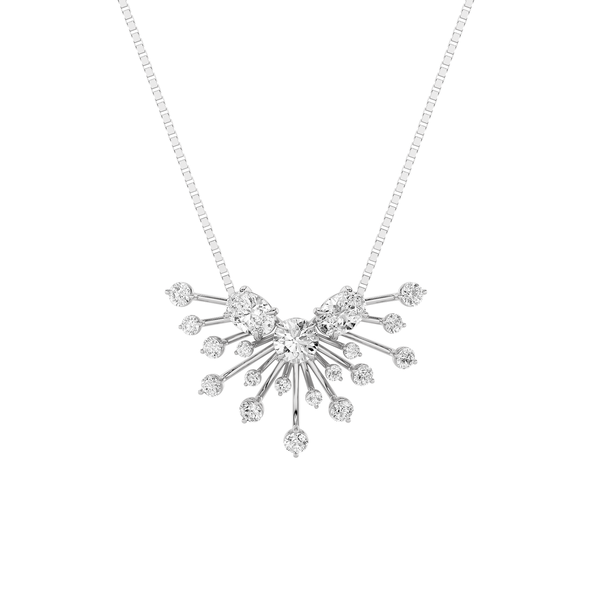 3 ct tw IGI Certified Round Lab-Grown Diamond Astralis Necklace in 14K Solid Gold - White
