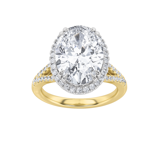 4.5 ct tw IGI Certified Oval Lab-Grown Diamond Bold Accented Statement Engagement Ring in 14K Solid Gold - Yellow