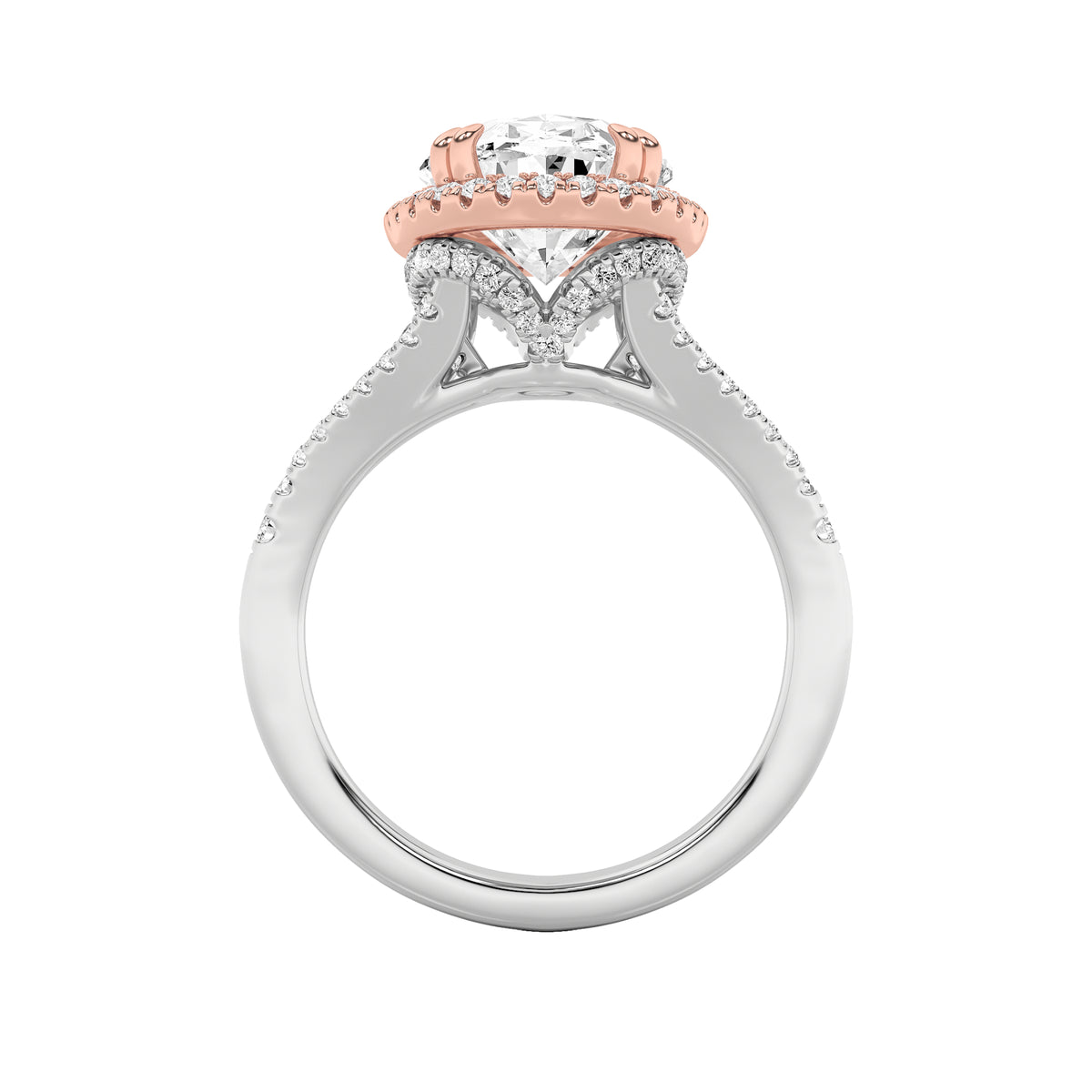 4.5 ct tw IGI Certified Oval Lab-Grown Diamond Bold Accented Statement Engagement Ring in 14K Solid Gold - White/Rose