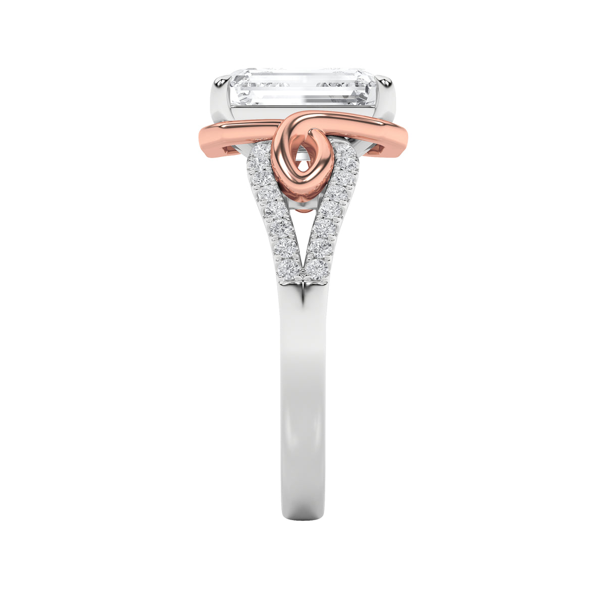 4.25 ct tw IGI Certified Emerald Lab-Grown Diamond Bold Accented Two Tone Engagement Ring in 14K Solid Gold - White/Rose