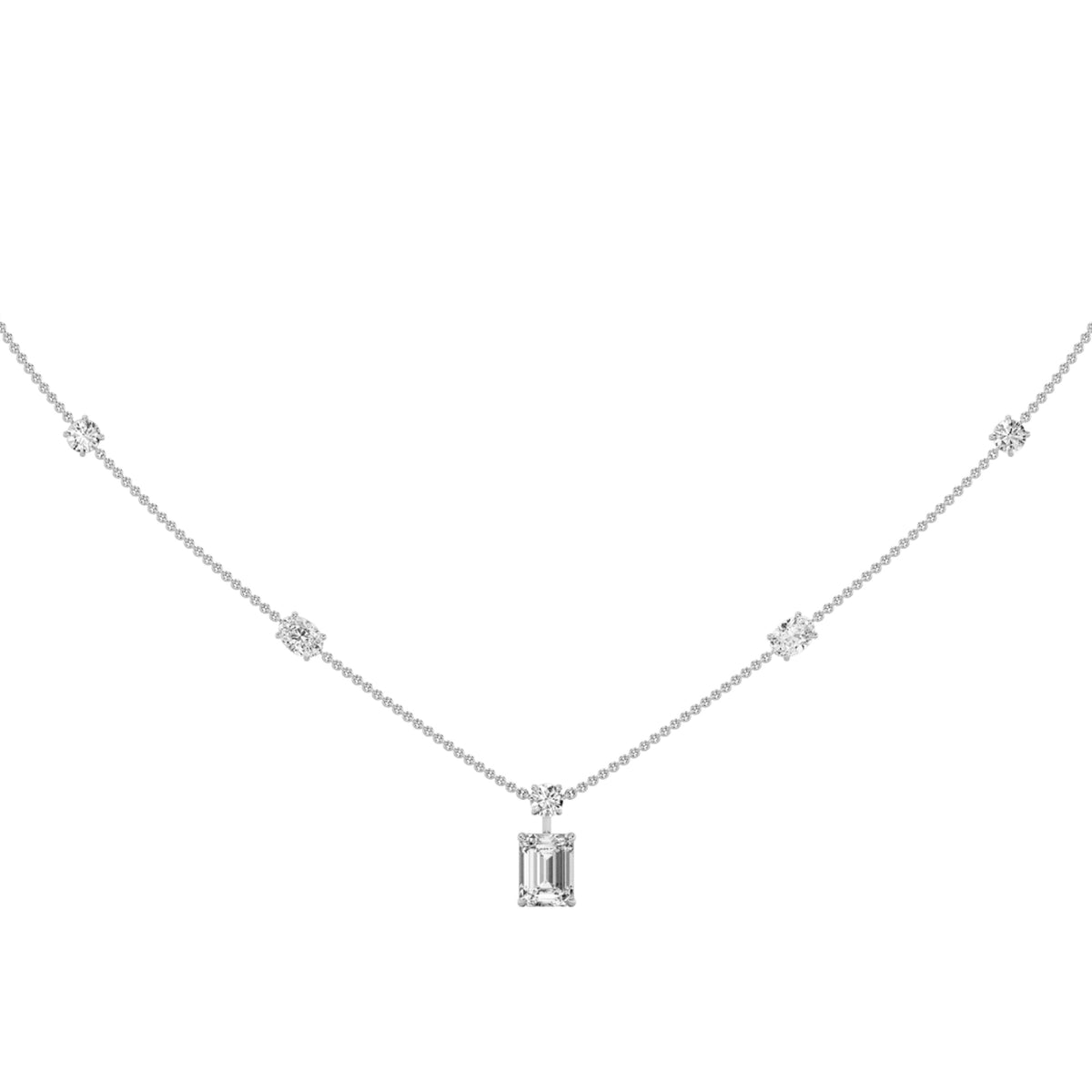 3 ct tw IGI Certified Emerald Lab-Grown Diamond Strata Chic Collection Necklace in 14K Solid Gold - White