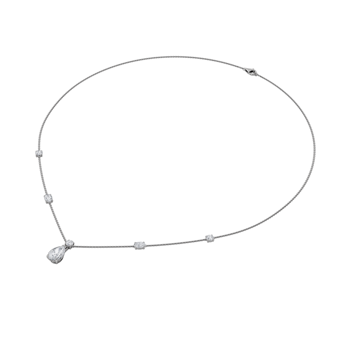 3 ct tw IGI Certified Emerald Lab-Grown Diamond Strata Chic Collection Necklace in 14K Solid Gold - White