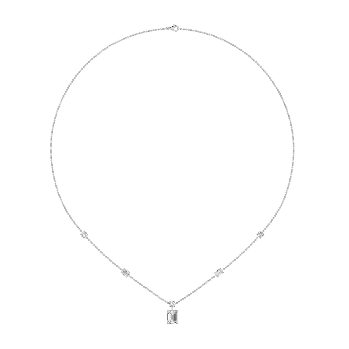 3 ct tw IGI Certified Emerald Lab-Grown Diamond Strata Chic Collection Necklace in 14K Solid Gold - White